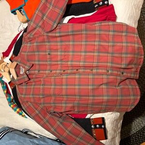 L.L. Bean Gray and Red Plaid Shirt